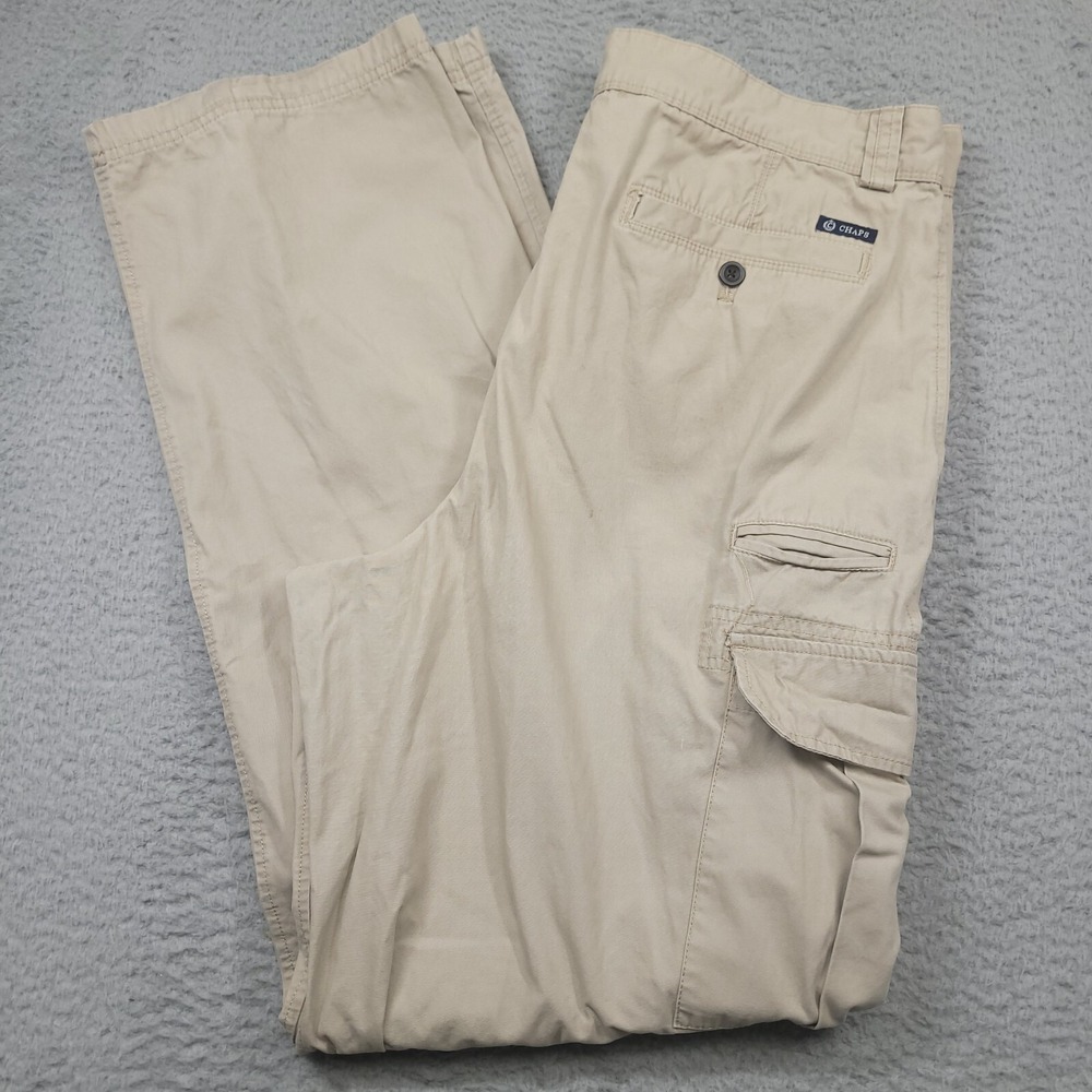 Chaps Cargo Pants Men's 38x36 (37x34.5) Baggy Loose Y2K Skater‎ Tan Vintage